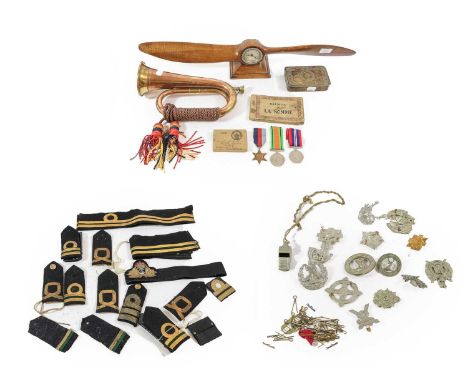 A Quantity of Militaria, including a First World War Pair of British War Medal and Victory Medal to 220779 DVR.J.H.RUDGE, R.A