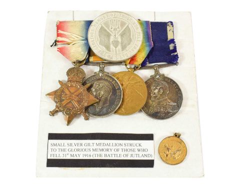 A First World War Naval Long Service Group of Four Medals, awarded to M.2037, A.V.RATTUE, L.CK.MTE.,R.N., comprising 1914-15 