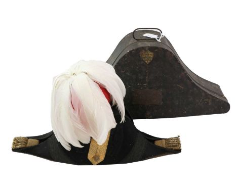 A Late Victorian Royal Artillery Officer's Cocked Hat by Hawkes &amp; Co., London, in black silk, the right side with a loop 