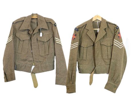 Four Post Second World War British Army Sergeant's RASC Battledress Blouses: - one with Northern Command arm badges, label da