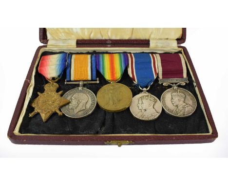 A First World War Long Service Group of Five Medals, awarded to T1-1668 DVR:J.HOLDING, A.S.C., comprising 1914-15 Star, Briti