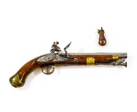 An Early 19th Century Tower Flintlock 16 Bore Cavalry Pistol, the 23cm round steel barrel with London proof marks, the lock p