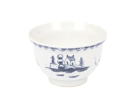 A LOWESTOFT MINIATURE OR DOLLS SUCRIER. the body decorated with chinoiserie landscape scenes, 7cm diameter, 4.5cm high  J. Ho