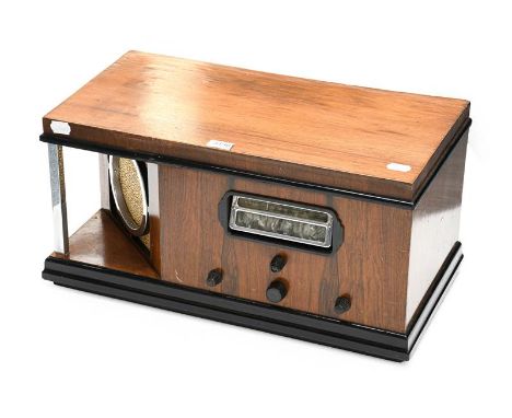 A Very Rare Clarks Atlas Type 7 - 5 - 8 Wireless Receiver, 1934, with the left-hand diagonally positioned speaker behind corn