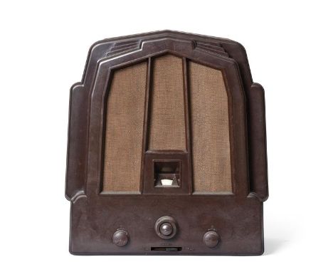 A Good Ekco Type M23 'The Odeon' Wireless Receiver, 1931, with separate reaction control, cloth-backed panel with open valve 