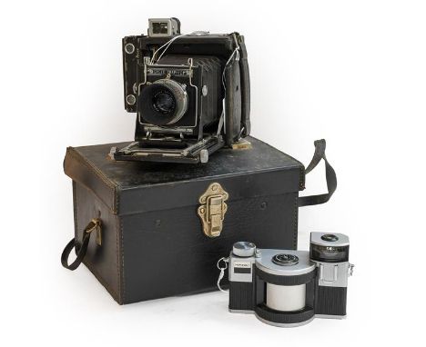 Graflex Speed Graphic Medium Format Camera with Kodak Ektar f4.5 101mm lens; together with Horizont Panoramic 35mm camera (2)