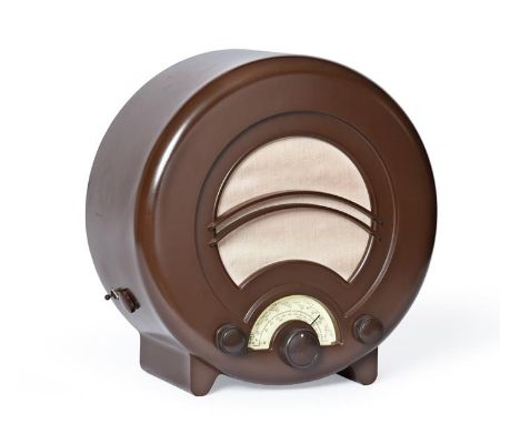 An Ekco Type AD36 Wireless Receiver, Designed by Wells Coates, 1935, the second round Ekco to the series, in brown bakelite c