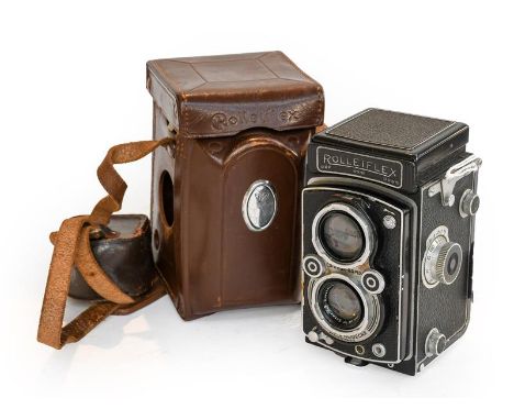 Rolleiflex Automat Model 3 Camera no.1078755 with Schneider-Kreuznach Xenar f3.5 75mm lens, in leather case