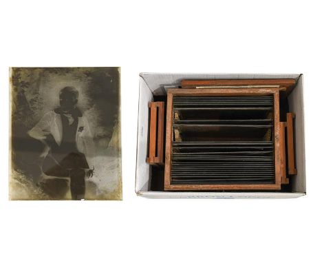 Various Photographic Glass Negatives 10x8'' with various outdoor scenes, 26 and a few Kodak plate holders 