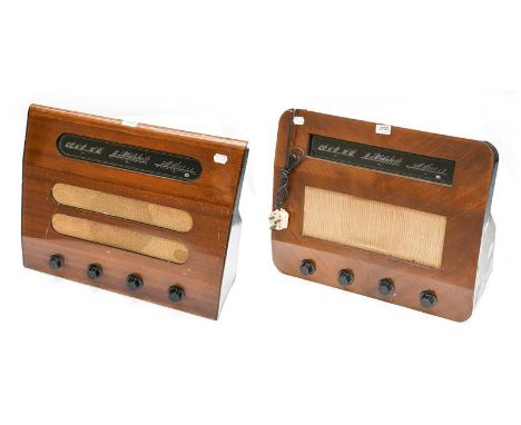 Murphy Radio Baffle-Profile Wireless Receivers: A type A122 with twin lozenge speaker frets; with a lesser-seen Murphy type A