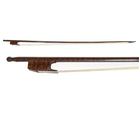 Violin Bow (Baroque) By Roger Doe stamped on side of stick, octagonal fluted stick 704mm excluding button