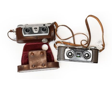 Wray Stereo Camera no.001390 in leather case; together with a Kodak Stereo camera (2)