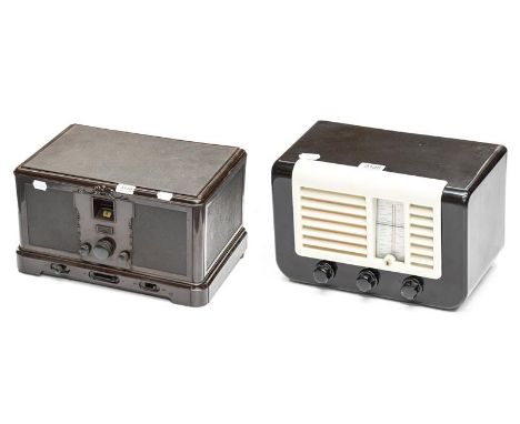 A Rare Ekco Type 313 Wireless Receiver, All one-piece mould black bakelite case with good front scroll detail, early Ekco ban