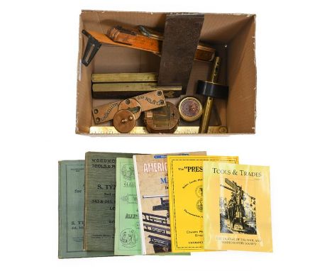 Various Instruments including Stanley Sighting Compass, brass/ebony scribe, Clayton &amp; Shuttleworth spirit level, Dollond 