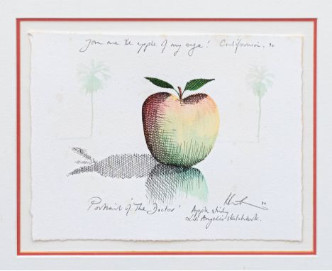 Andrew Hewkin (British, b.1949), Apple Study "Portrait of the Doctor". watercolour and pen & ink, signed and dated '90 in pen
