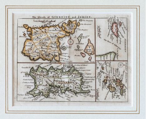 John Rocque, 'The Islands of Guernsey and Jersey' together with Alderney and the Scilly Islands, hand coloured engraved map, 