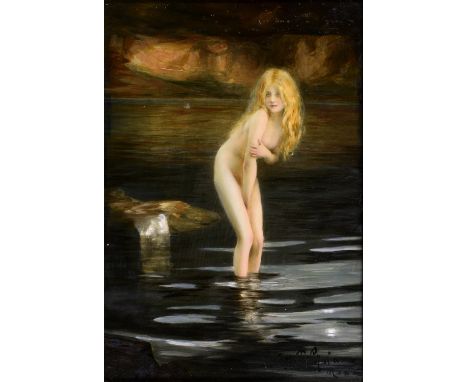 Paul Chabas (French, 1869-1937), "La Nymph". oil on canvas, signed lower right. 12 x 8in. (30.5 x 20.3cm.). * Provenance: Pur