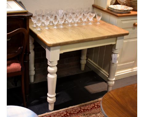 A painted pine and light oak kitchen table, 36 x 30in. (91.5 x 76.2cm.), 30in. (76.2cm.) high. 