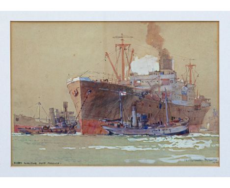 Neville Sotheby Pitcher (British, 1889-1959), "Ships waiting for Convoy". watercolour and bodycolour signed and dated "N Soth