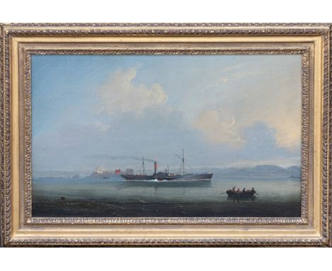 Philip John Ouless (Jersey, 1817-1885), The paddle steamer "Superb" of Jersey. oil on canvas, signed and dated 1856 lower lef