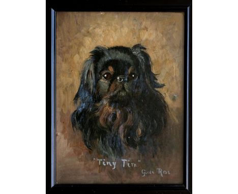 G. de Ros (20th century), Portrait of the Pekingese "Tiny Tim". oil on board, signed lower right and inscribed "Tiny Tim" low