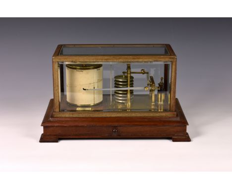 A mahogany cased barograph by Short &amp; Mason Ltd, first half 20th century, with bevelled glass panels to lift off cover, t