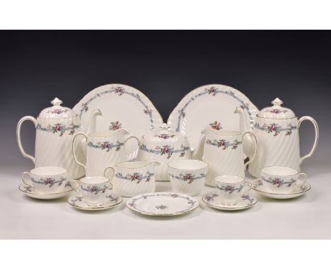 An extensive Minton 'Chartwell' fine bone china tea and coffee service, comprising a teapot; two coffee pots; two milk jugs; 