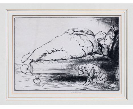 Edmund Blampied R.E. (Jersey, 1886-1966), "Leisure", drypoint etching, signed "Blampied" at foot of plate, right of centre, s