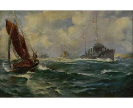 Attributed to Bernard Finnegan Gribble RBA, RSMA, (Irish 1873-1962), A study for the "The Return of the Mayflower 4th May 191