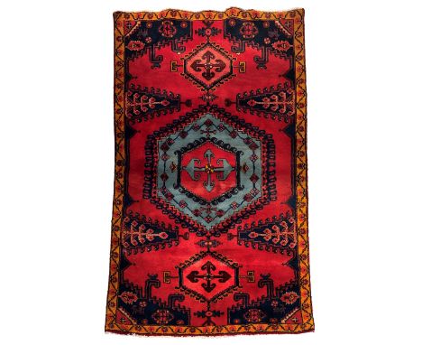 A Viss rug, North West Persia, second half 20th century, the central light blue and red medallion with two smaller pendant me