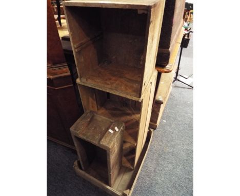 A vintage pine bushel box for Jack L. Israel Ltd together with three other pine crates