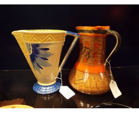 Two Art Deco Myott & Son hand painted jugs