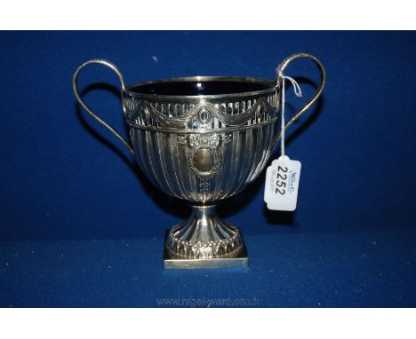 A Victorian Silver two handled Sucrier with blue glass liner