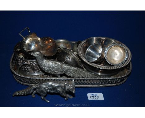 A small galleried Tray, Egg Cups, Coasters etc.