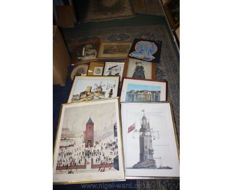 A quantity of Prints including portraits of Lady Diana Sinclair, young girl in a bonnet, Hogarth print ''Breakfasting'', prin