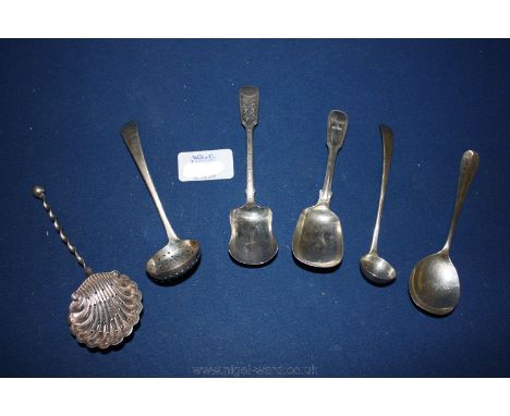Miscellaneous Silver Spoons including Sifter, Shovel, Straining Ladle, various hallmarks including Exeter, London, Sheffield,