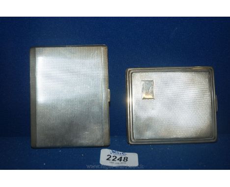Two Silver Cigarette Cases with engine turned decoration
