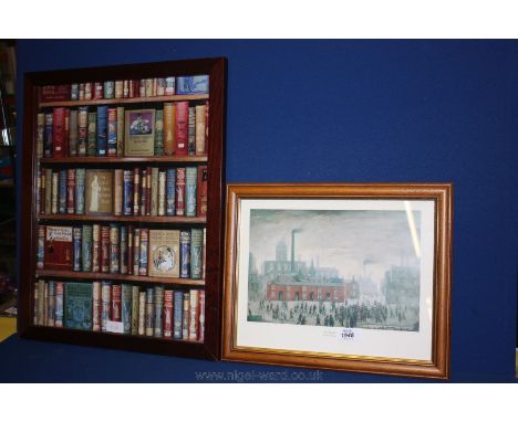 A framed Print of a Poster depicting Books and a Lowry Print 'An Accident'.