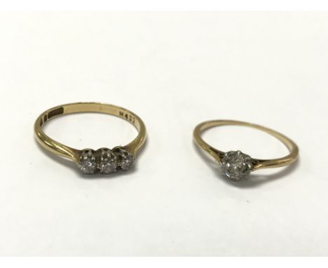 Two 18ct gold engagement rings. One measuring between K-L and the other measuring between L-M. Together they approximately we