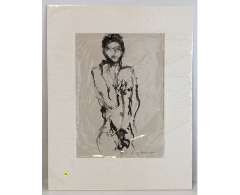 JERRY RINACRE.Male nude.Ink wash over pencil - unframed.28.5cm x 20.5cm.Signed in pencil.