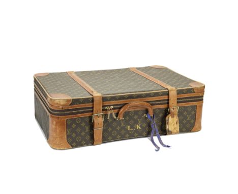 A MONOGRAM STRATOS 70 SUITCASELouis Vuitton, 1980sMonogram canvas with leather trim and brass hardware, monogrammed 'L K' in 