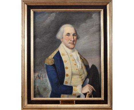 George Washington portrait (1732-1799), oil on canvas, American School, 19th C. (1st quarter), minor faults on the pictorial 