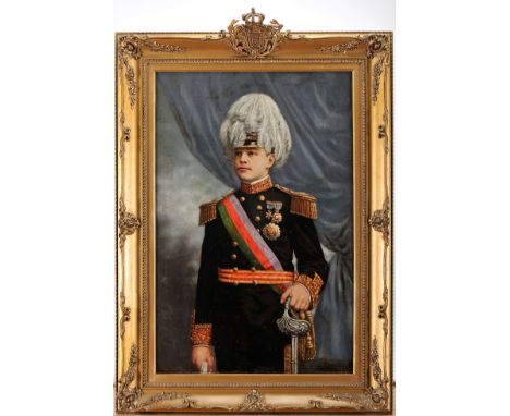 Portrait of King D. Manuel II of Portugal (1889-1932) in grand uniform as Marshal General of the Army, with band and plaque o