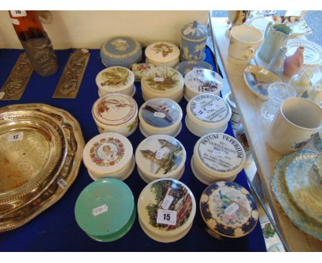 A collection of ornamental china jars, some Royal Worcester, trinket pot and three pieces of Wedgewood etc.