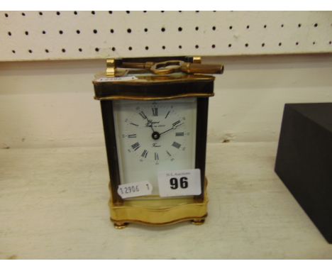 A French brass carriage clock, Rapport, working order, with key