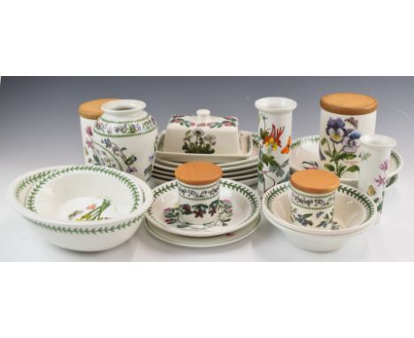 Portmeirion dinner and decorative ware decorated in the Botanic Garden pattern including clocks, large bowl, jug and bowl, va