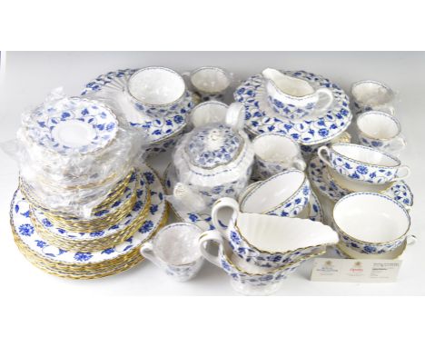 Spode dinner and tea ware decorated in the Blue Colonel pattern, approximately sixty pieces