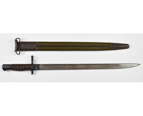 American WW1 Remington bayonet with good stamps to ricasso, 43cm fullered blade and scabbard together with a military book Ma