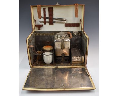 The property of a British Army officer tea / companion set including burner, kettle, tea caddy, butter dish, corkscrew, light