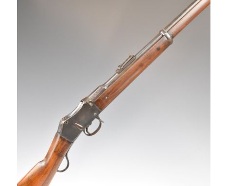 Enfield pattern .450 lever-action rifle with pop-up adjustable ladder sights and 33.5 inch barrel, overall length 127cm, NVSN